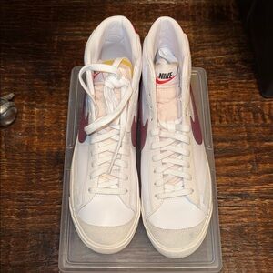 NWOB! Nike Blazers White and Burgundy High-Top Sneakers